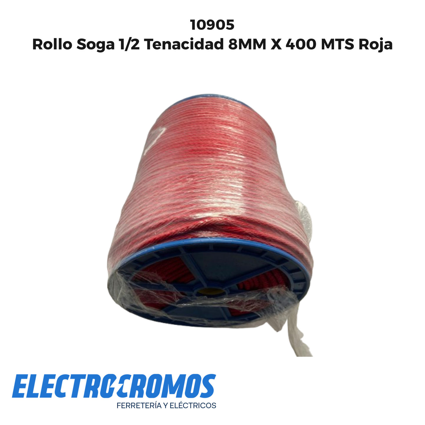 Rollo Soga 1/2 Tenacidad 8MM X 400 MTS Roja