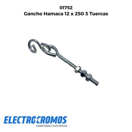 Gancho Hamaca 12 x 250 3 Tuercas