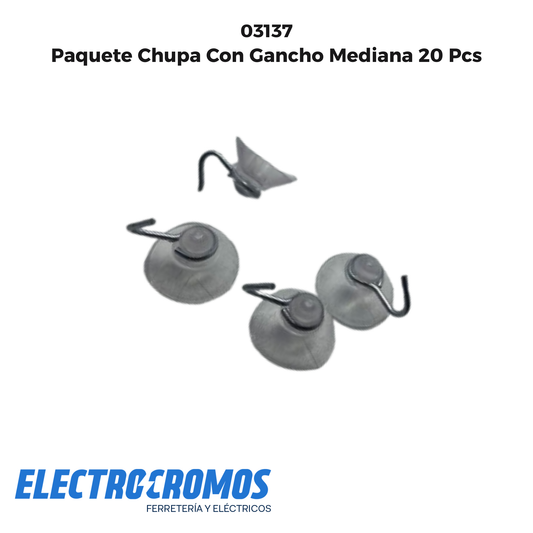Paquete Chupa Con Gancho Mediana 20 Pcs