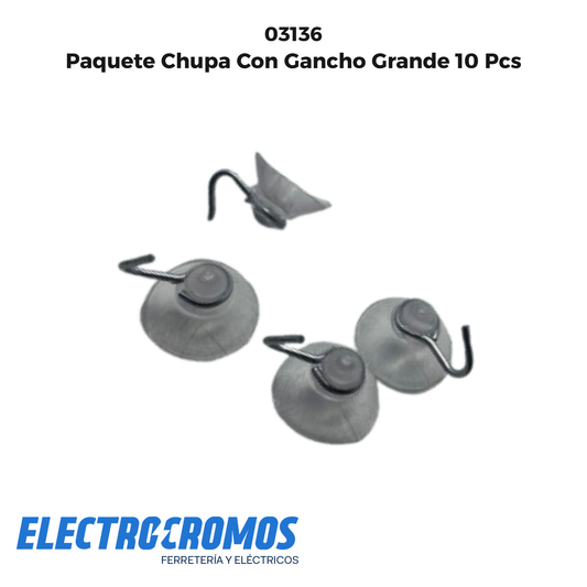 Paquete Chupa Con Gancho Grande 10 Pcs