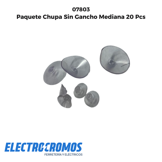 Paquete Chupa Sin Gancho Mediana 20 Pcs