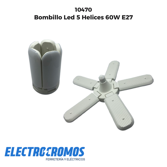 Bombillo Led 5 Helices 60W E27