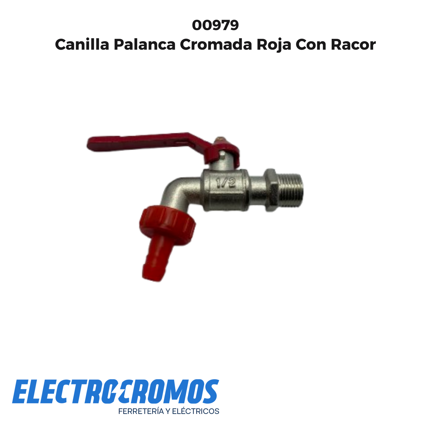Canilla Palanca Cromada Roja Con Racor