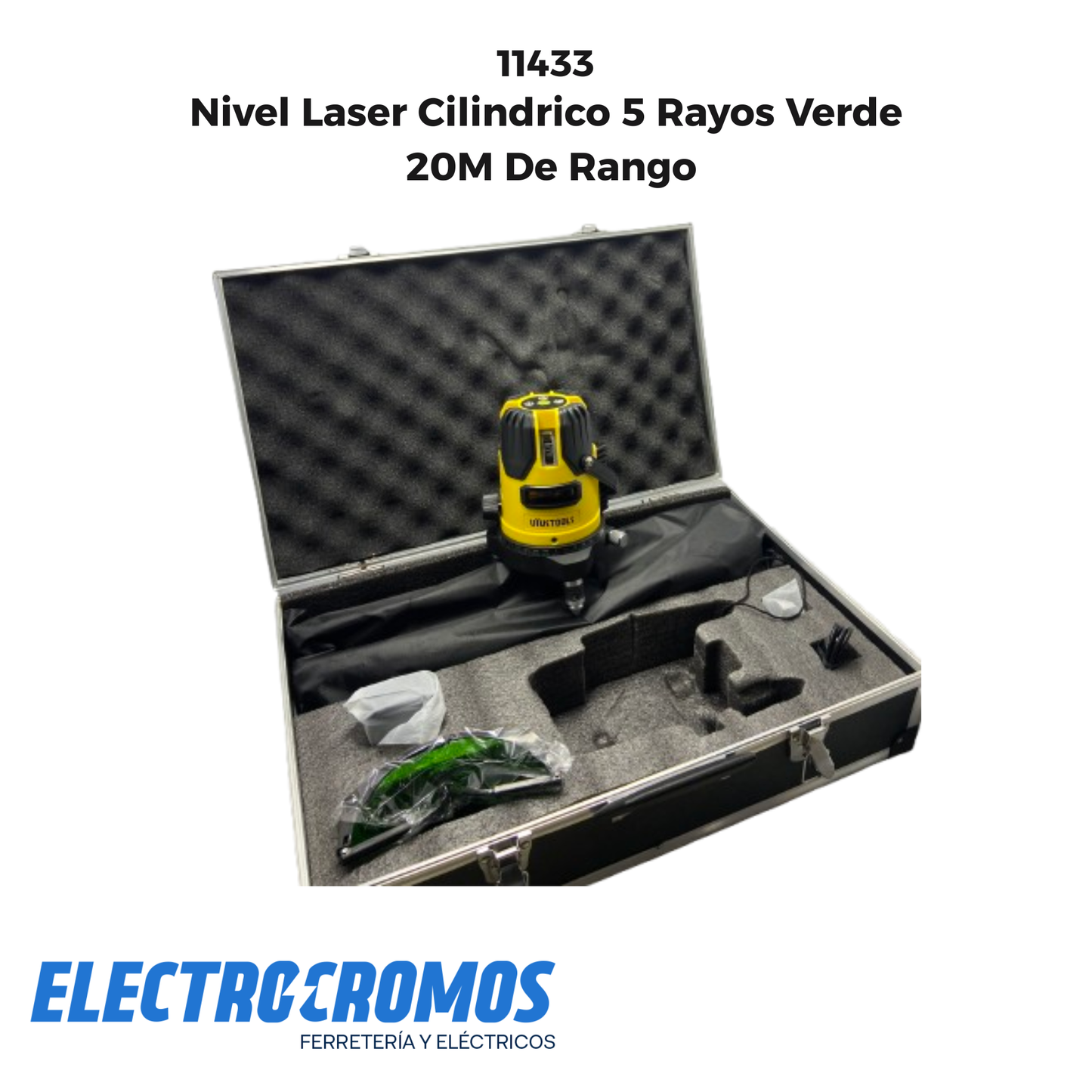 Nivel Laser Cilindrico 5 Rayos Verde 20M De Rango