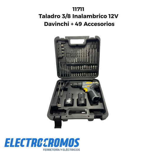 Taladro 3/8 Inalambrico 12V Davinchi + 49 Accesorios