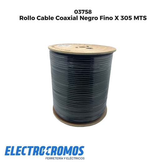 Rollo Cable Coaxial Negro Fino X 305 MTS