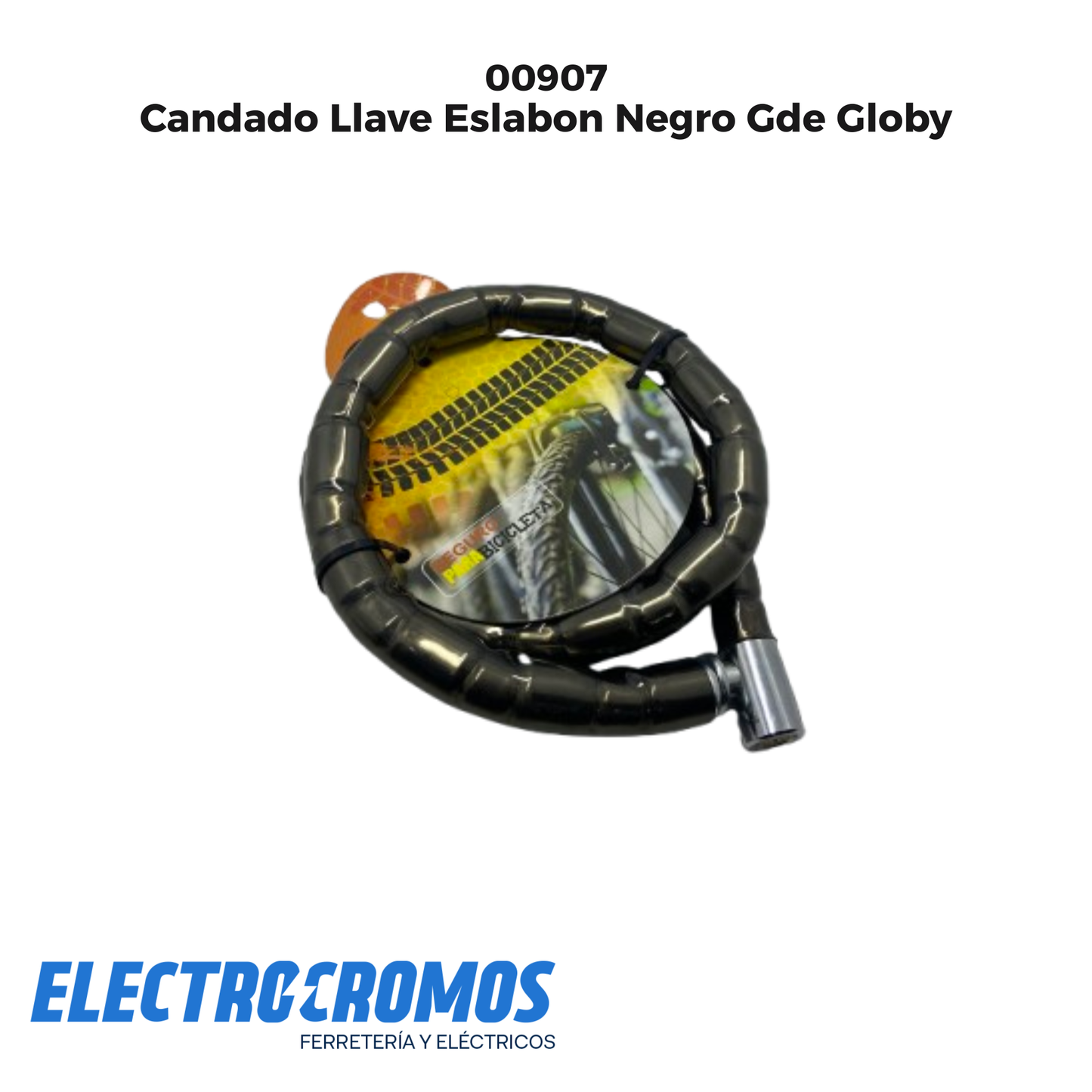 Candado Llave Eslabon Negro Gde Globy