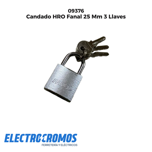 Candado HRO Fanal 25 Mm 3 Llaves