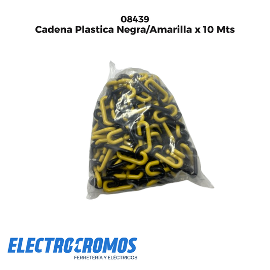 Cadena Plastica Negra/Amarilla x 10 Mts