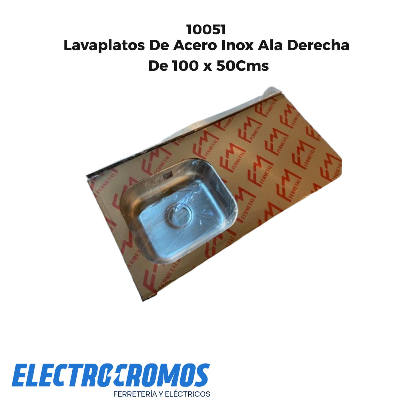 Lavaplatos De Acero Inox Ala Derecha De 100 x 50Cms