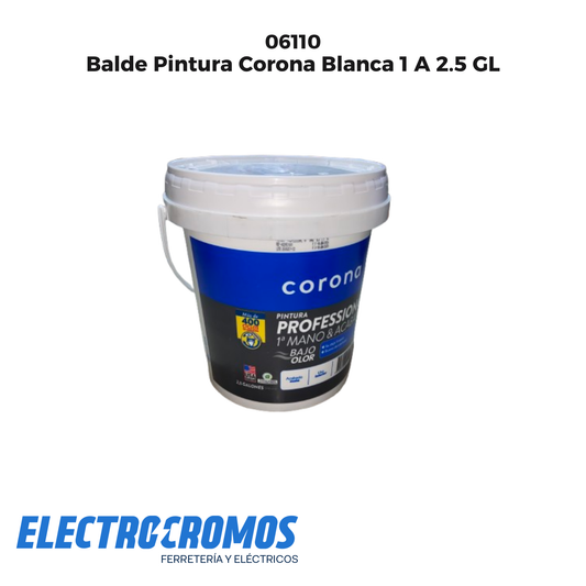 Balde Pintura Corona Blanca 1 A 2.5 GL