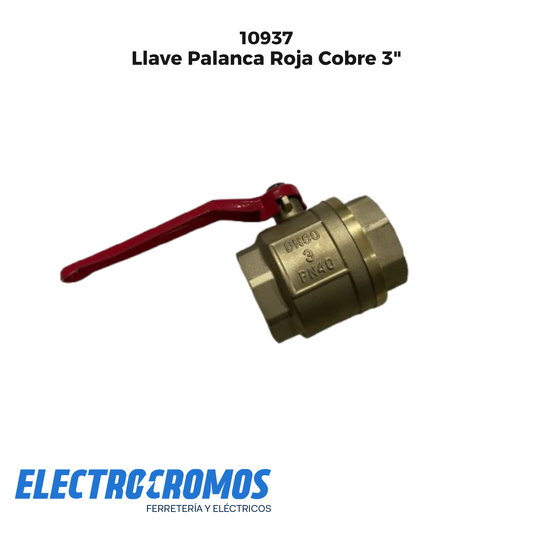 Llave Palanca Roja Cobre 3"