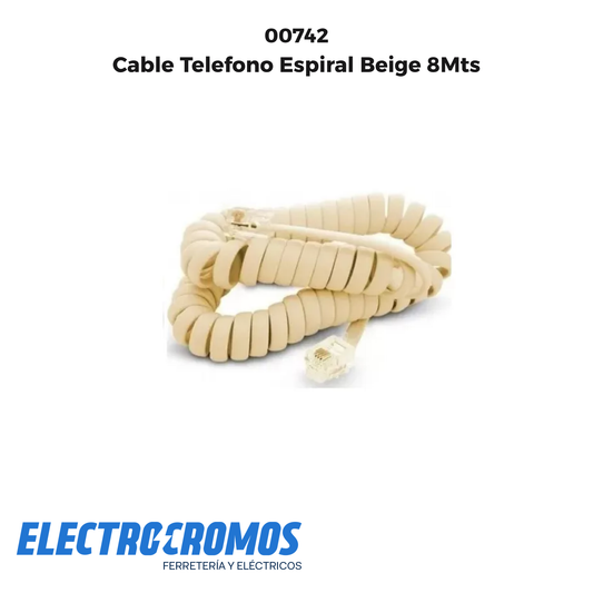 Cable Telefono Espiral Beige 8Mts