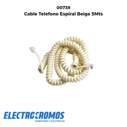 Cable Telefono Espiral Beige 5Mts