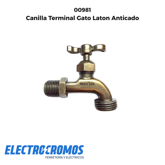 Canilla Terminal Gato Laton Anticado