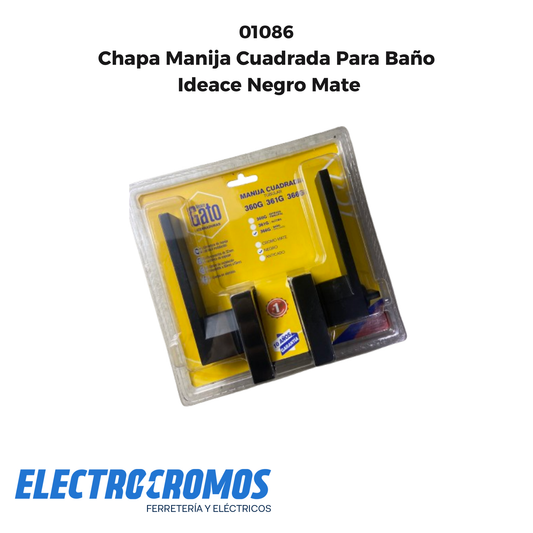 Chapa Manija Cuadrada Para Baño Ideace Negro Mate