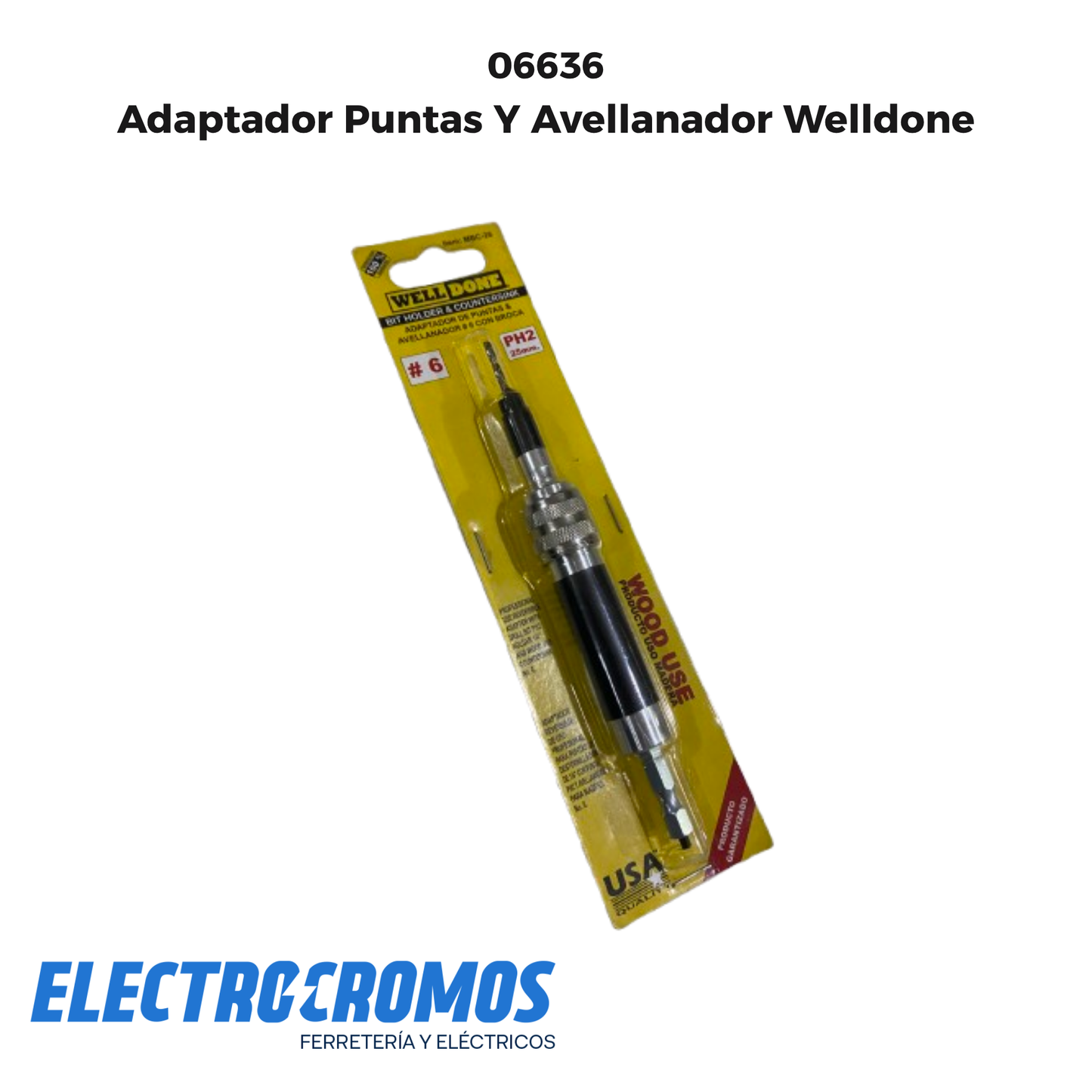 Adaptador Puntas Y Avellanador Welldone