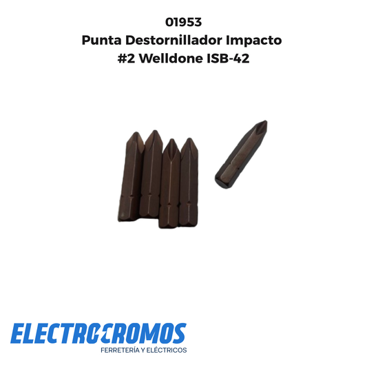 Punta Destornillador Impacto #2 Welldone ISB-42