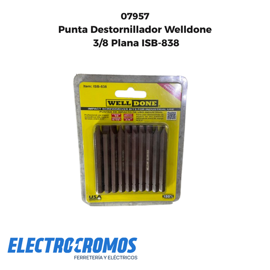 Punta Destornillador Welldone 3/8 Plana ISB-838