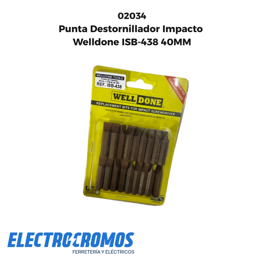Punta Destornillador Impacto Welldone ISB-438 40MM 3/8