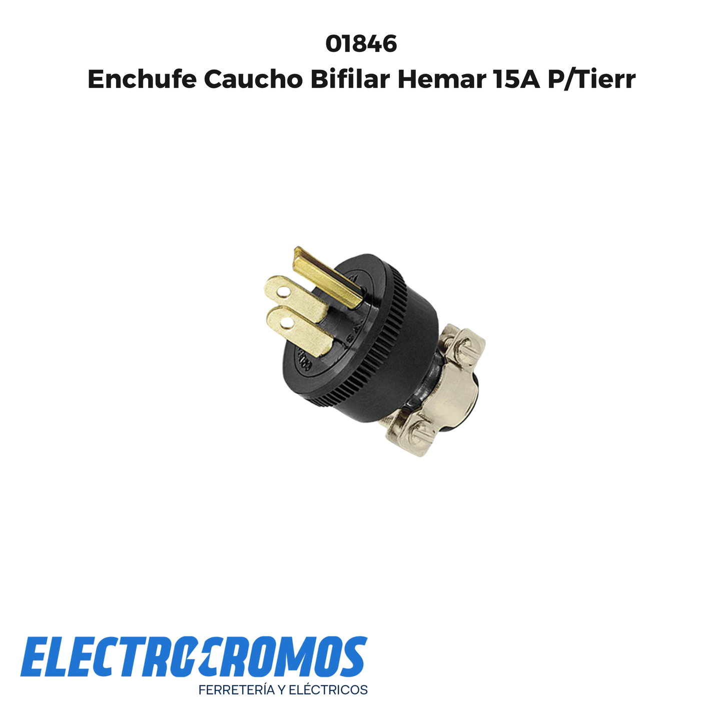 Enchufe Caucho Bifilar Hemar 15A P/Tierr