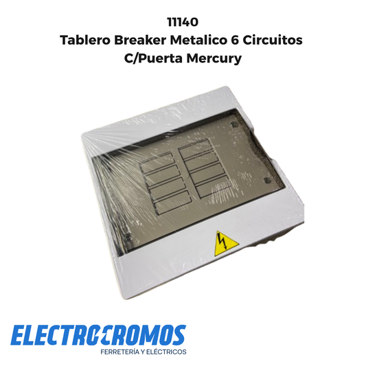 Tablero Breaker Metalico 6 Circuitos C/Puerta Mercury