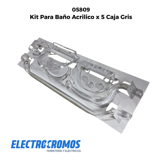 Kit Para Baño Acrilico x 5 Caja Gris