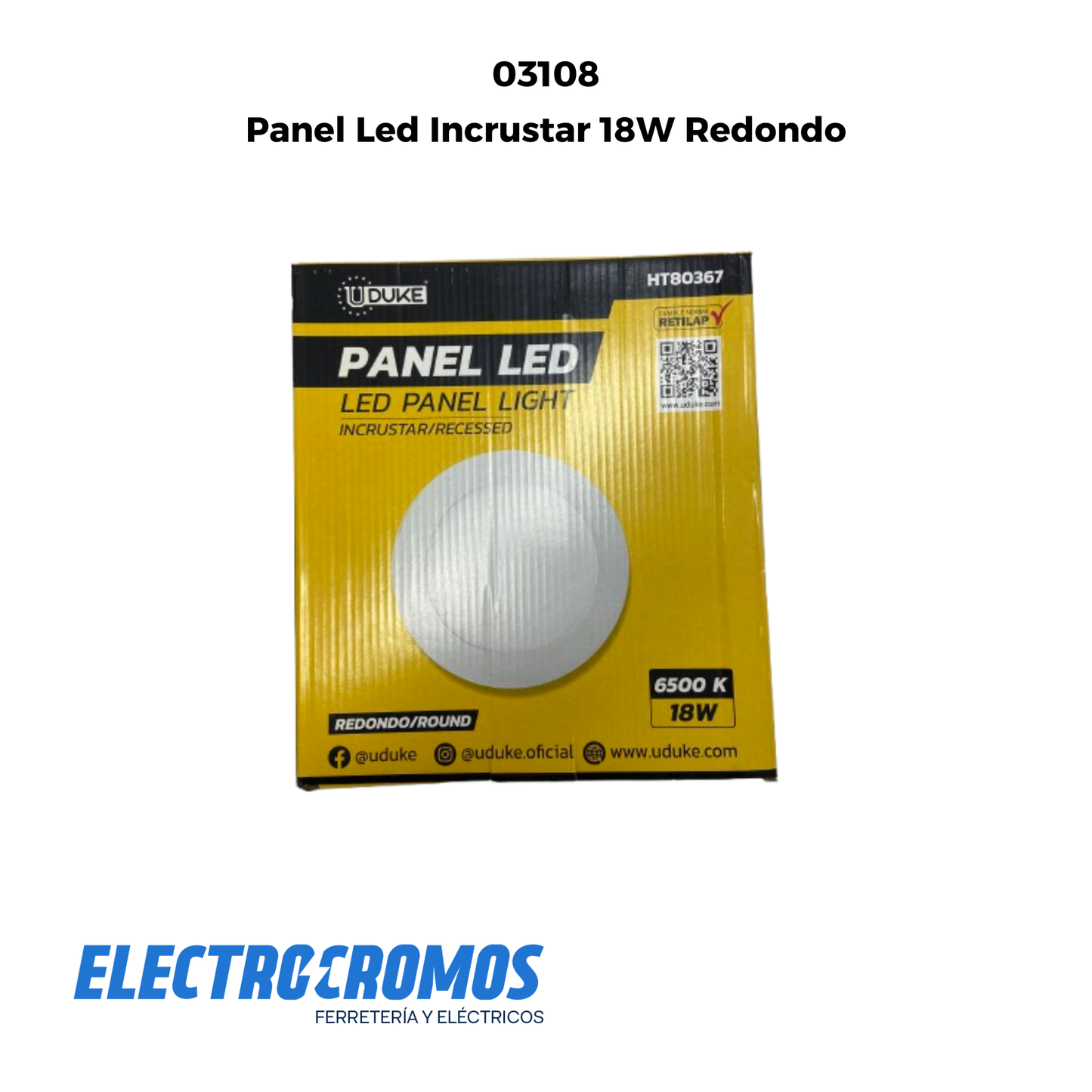 Panel Led Incrustar 18W Redondo