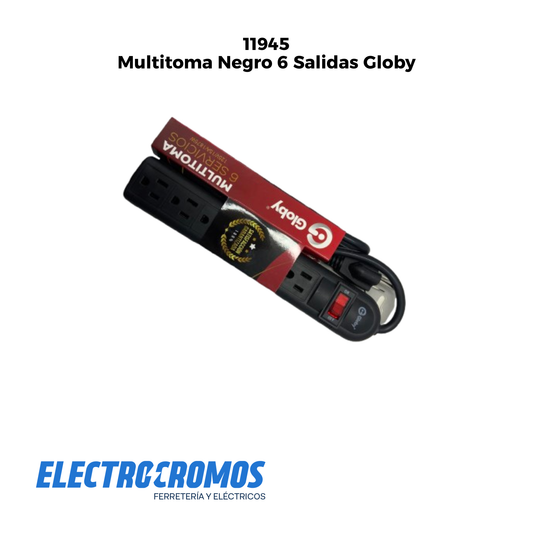 Multitoma Negro 6 Salidas Globy