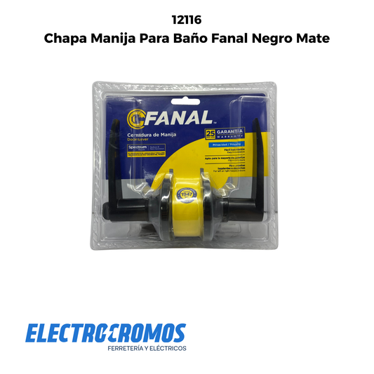 Chapa Manija Para Baño Fanal Negro Mate