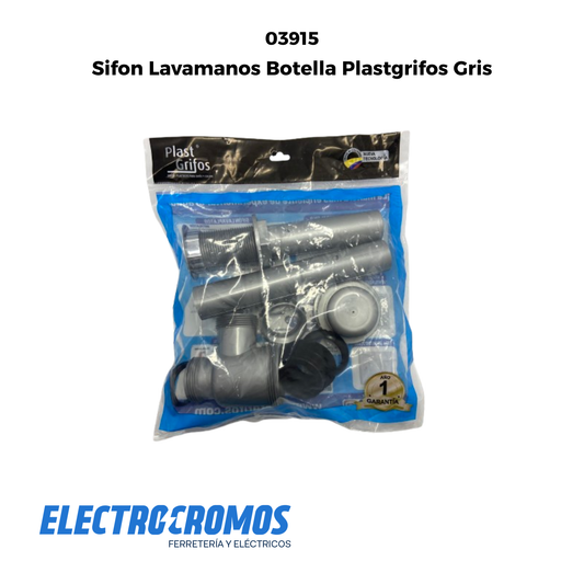 Sifon Lavamanos Botella Plastgrifos Gris