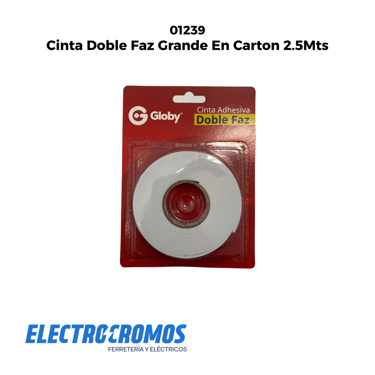 Cinta Doble Faz Grande En Carton 2.5Mts