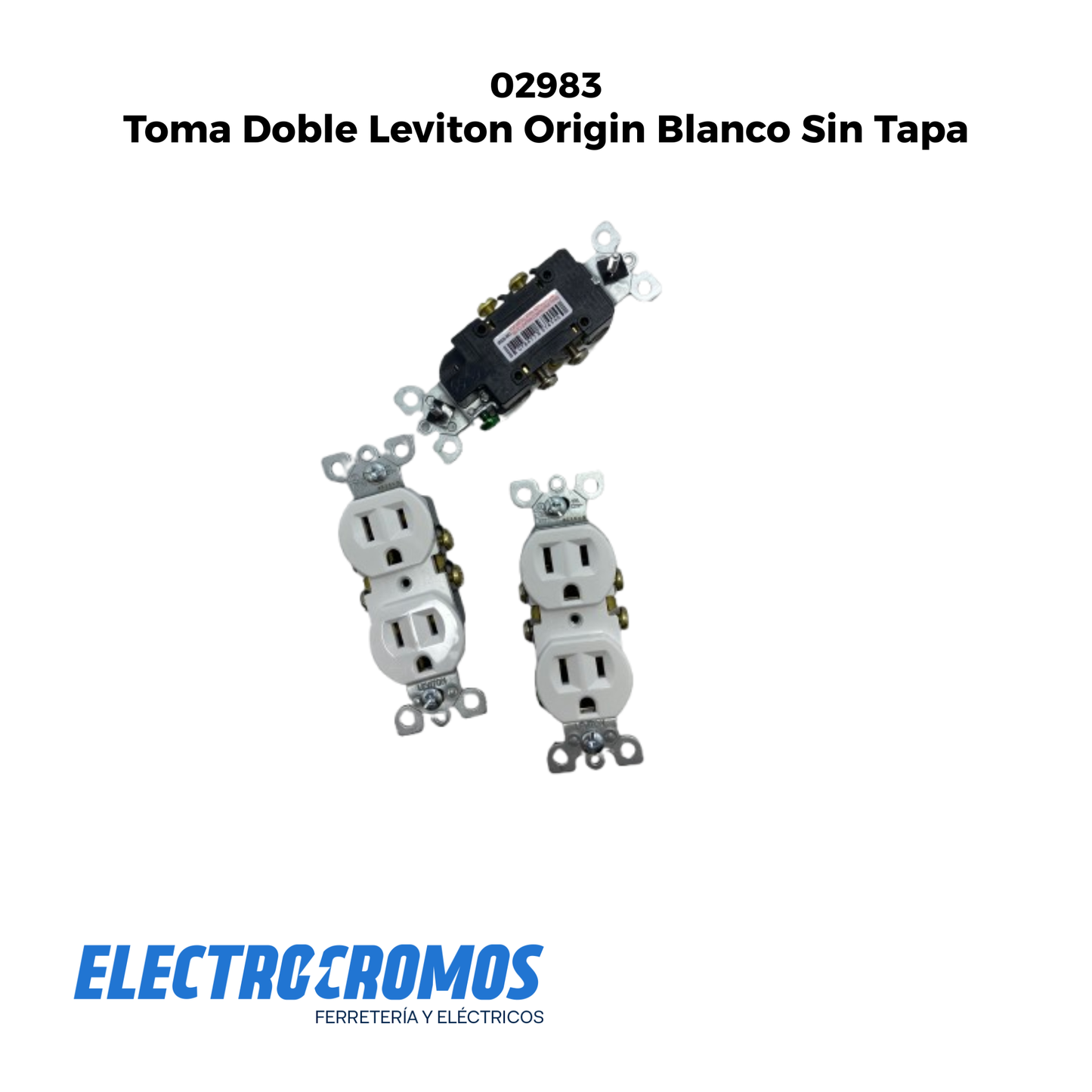 Toma Doble Leviton Origin Blanco Sin Tapa