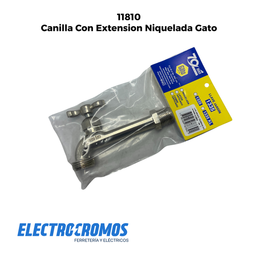 Canilla Con Extension Niquelada Gato