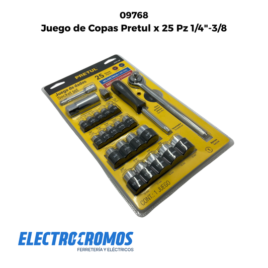 Juego de Copas Pretul x 25 Pz 1/4"-3/8