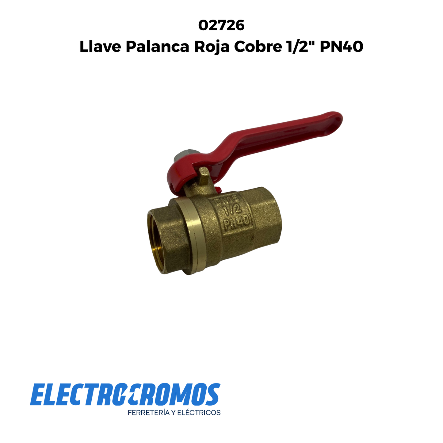 Llave Palanca Roja Cobre 1/2" PN40