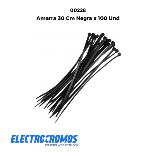 Amarra 30 Cm Negra Osblack/Cabletie/THK/Brickel/Yosef x 100 Und