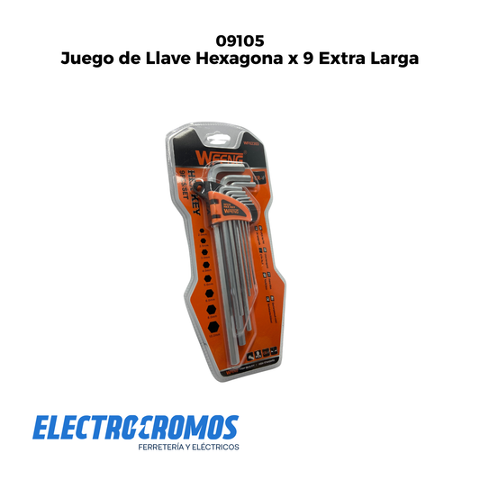 Juego de Llave Hexagona x 9 Extra Larga