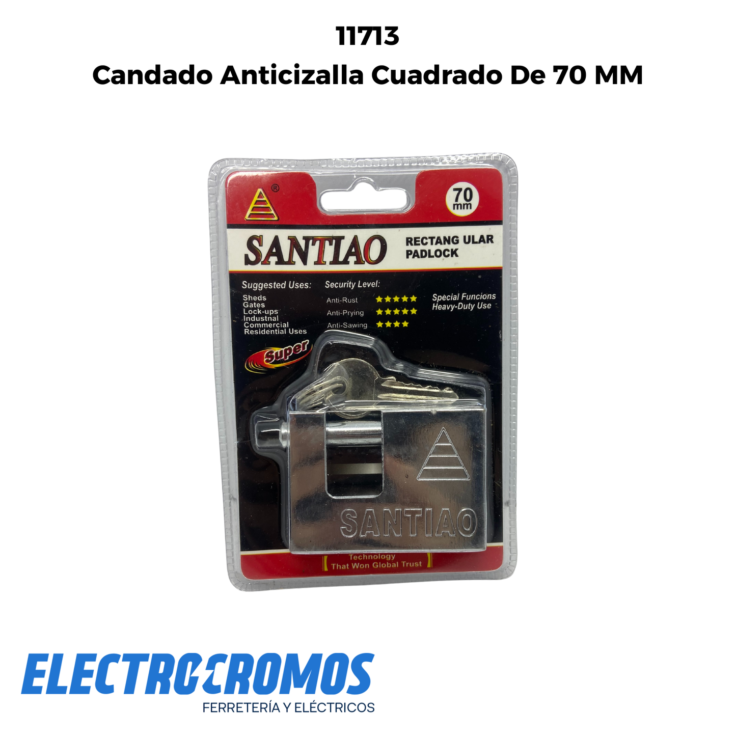 Candado Anticizalla Cuadrado De 70 MM Liebao/Santlao