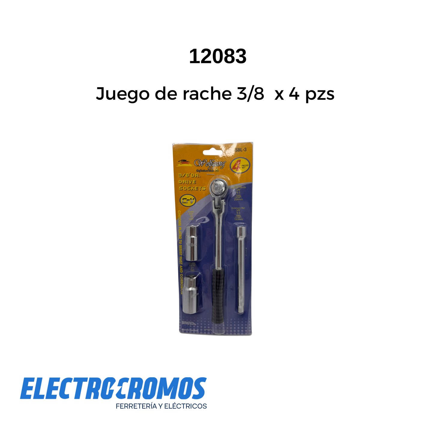 Juego de rache 3/8  x 4 pcs Wolfgang