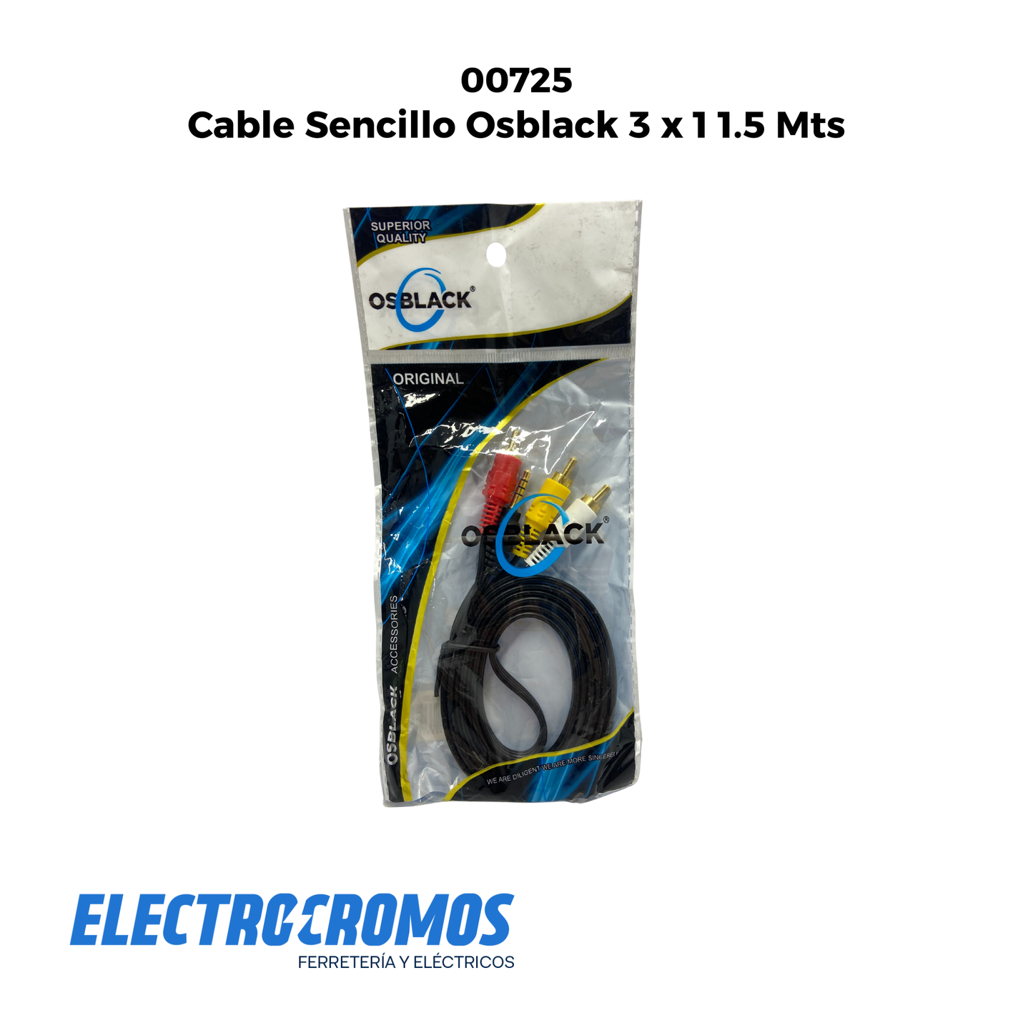 Cable Sencillo Osblack 3 x 1 1.5 Mts