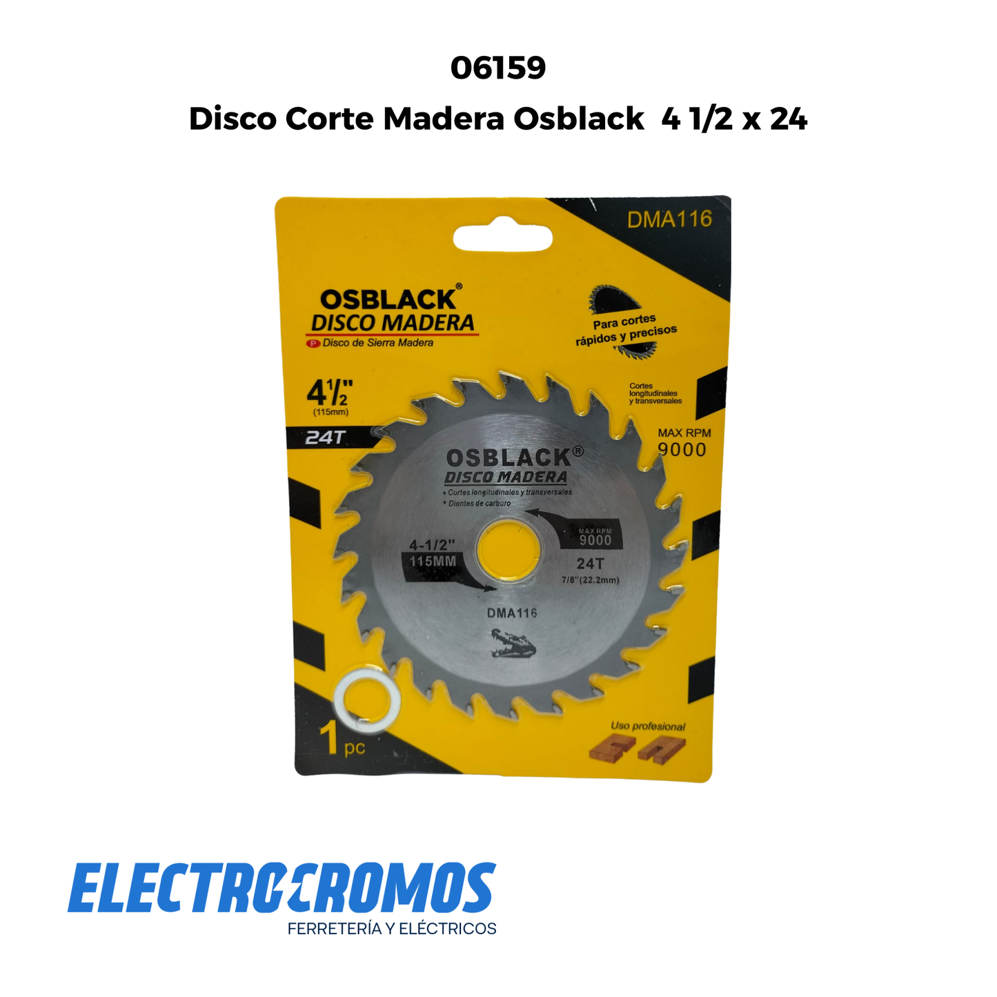 Disco Corte Madera Osblack  4 1/2 x 24