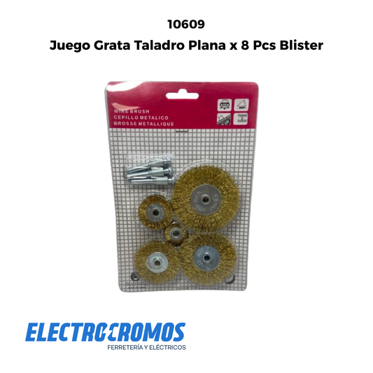 Juego Grata Taladro Plana x 8 Pcs Blister