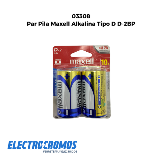 Par Pila Maxell Alkalina Tipo D D-2BP