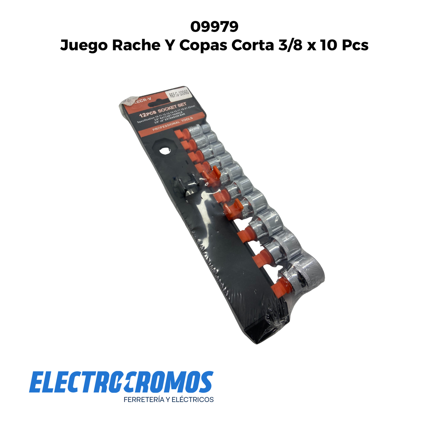 Juego Rache Y Copas Corta 3/8 x 10 Pcs