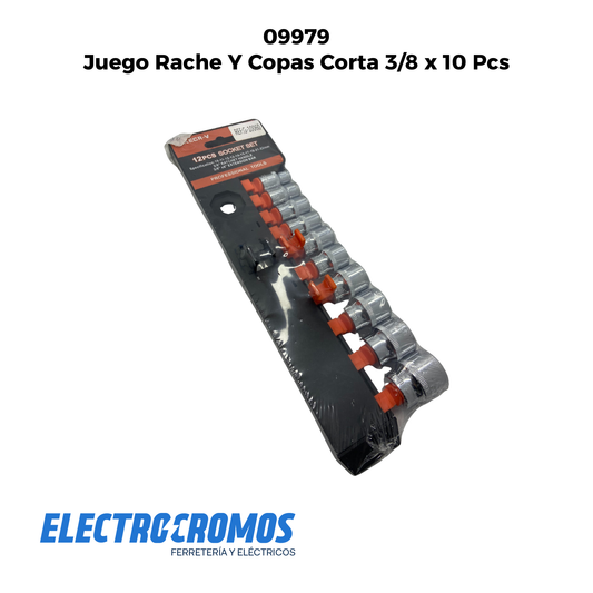 Juego Rache Y Copas Corta 3/8 x 10 Pcs