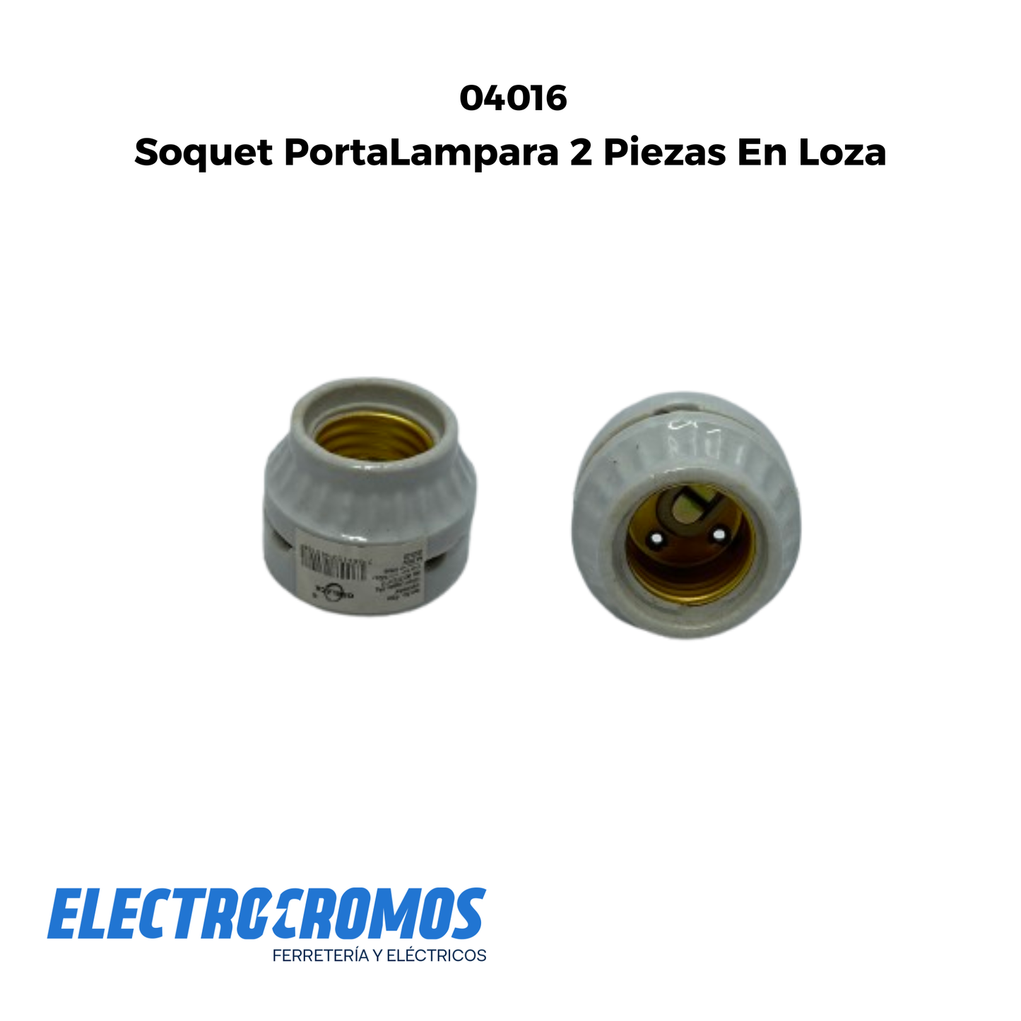 Soquet PortaLampara 2 Piezas En Loza
