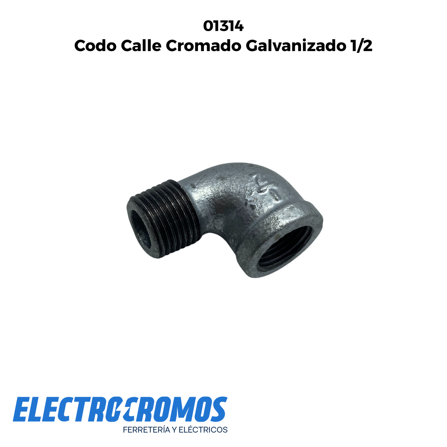 Codo Calle Cromado Galvanizado 1/2