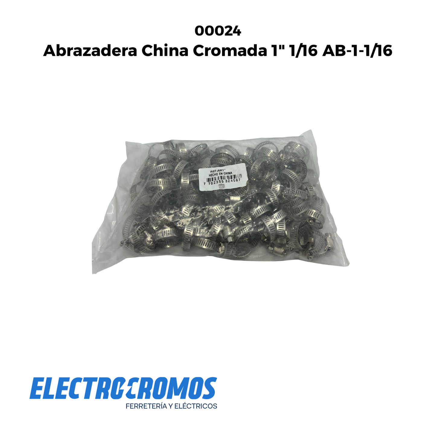 Abrazadera China Cromada 1" 1/16 AB-1-1/16