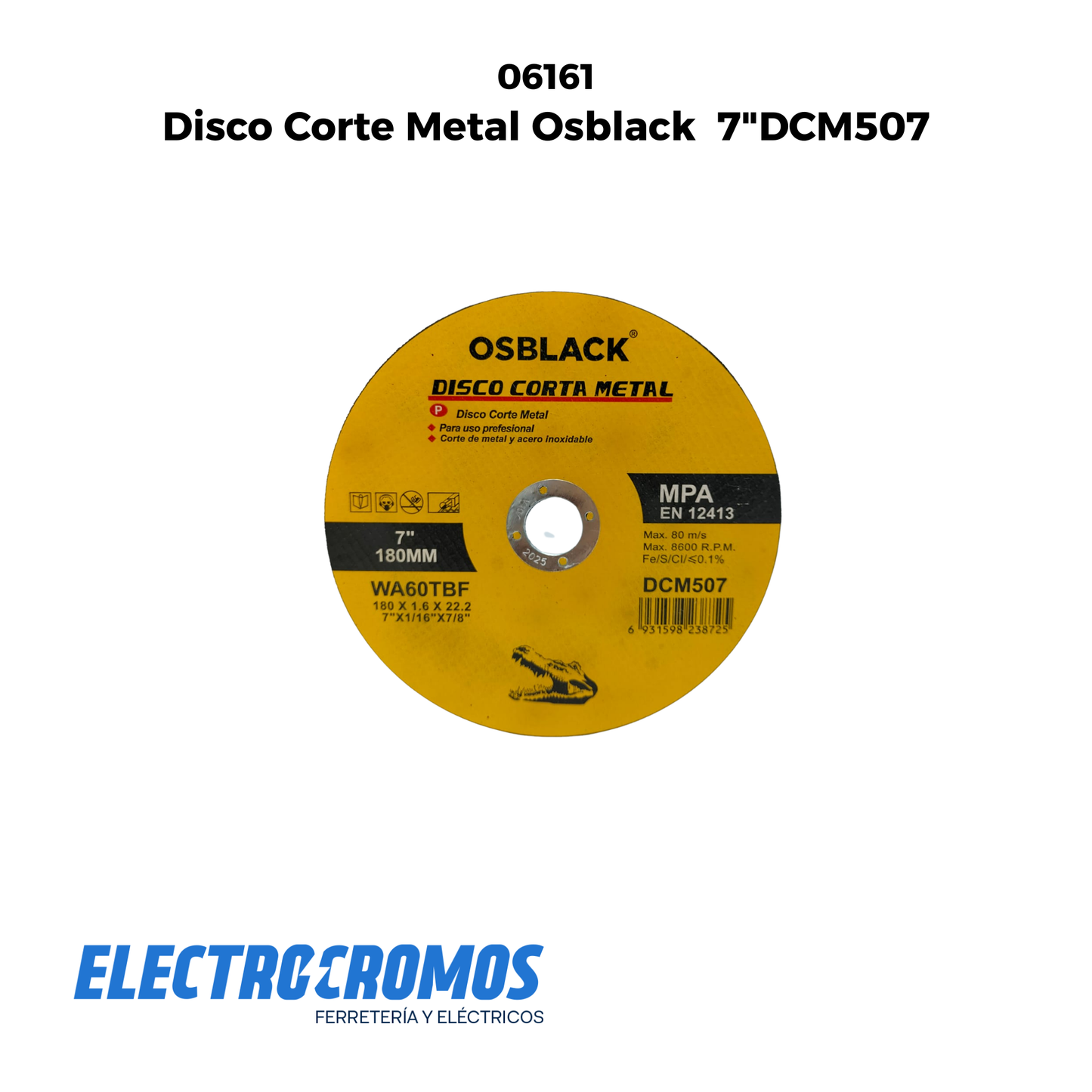Disco Corte Metal Osblack  7"DCM507